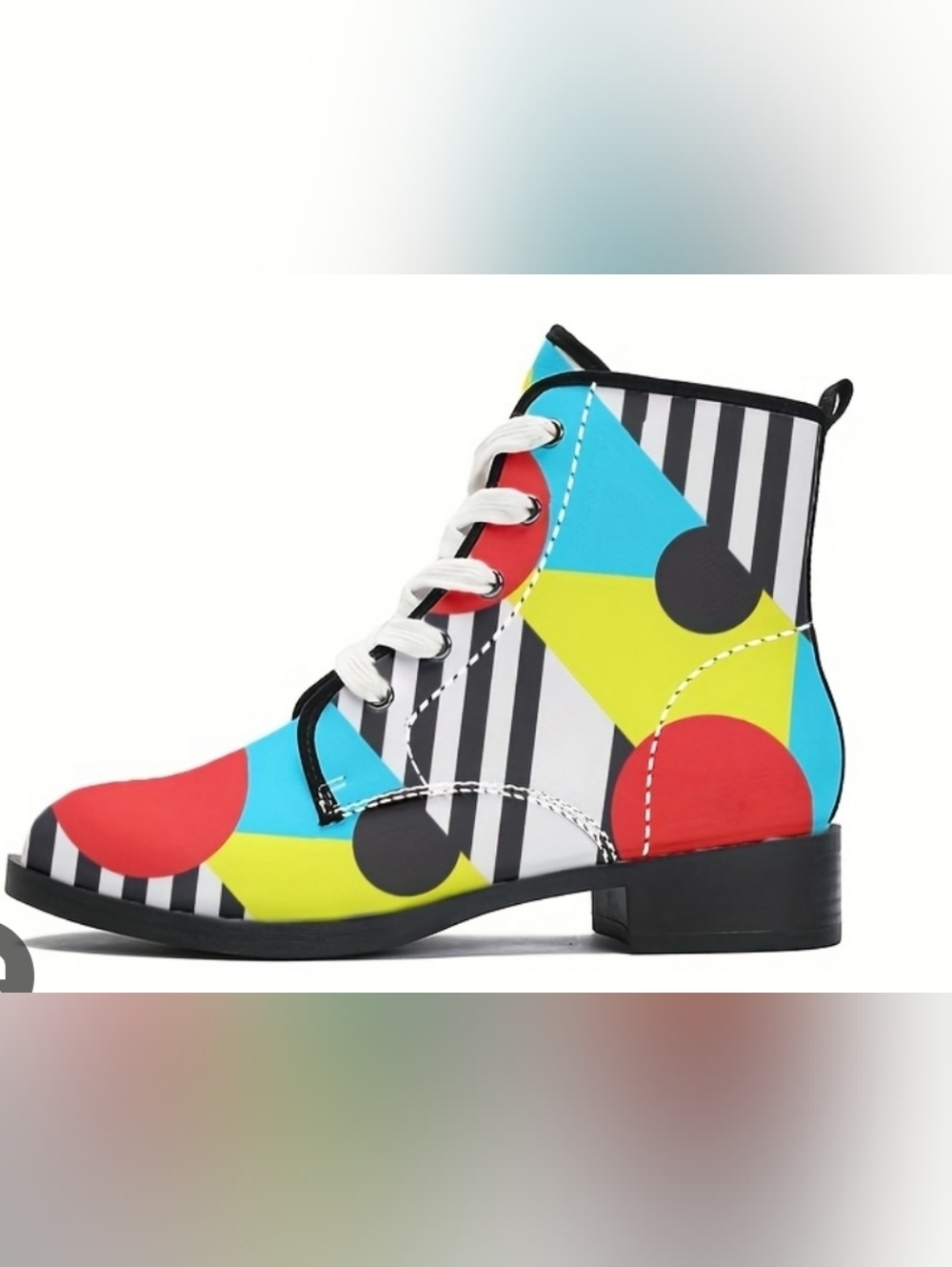 Women's Colorblock Polka Dot Lace-Up Ankle Boots - Multi